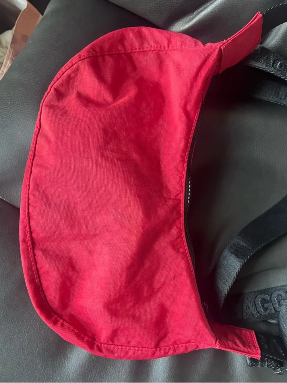 MAKE AN OFFER - BAGGU Small Nylon Candy Apple Red Crescent Crossbody
